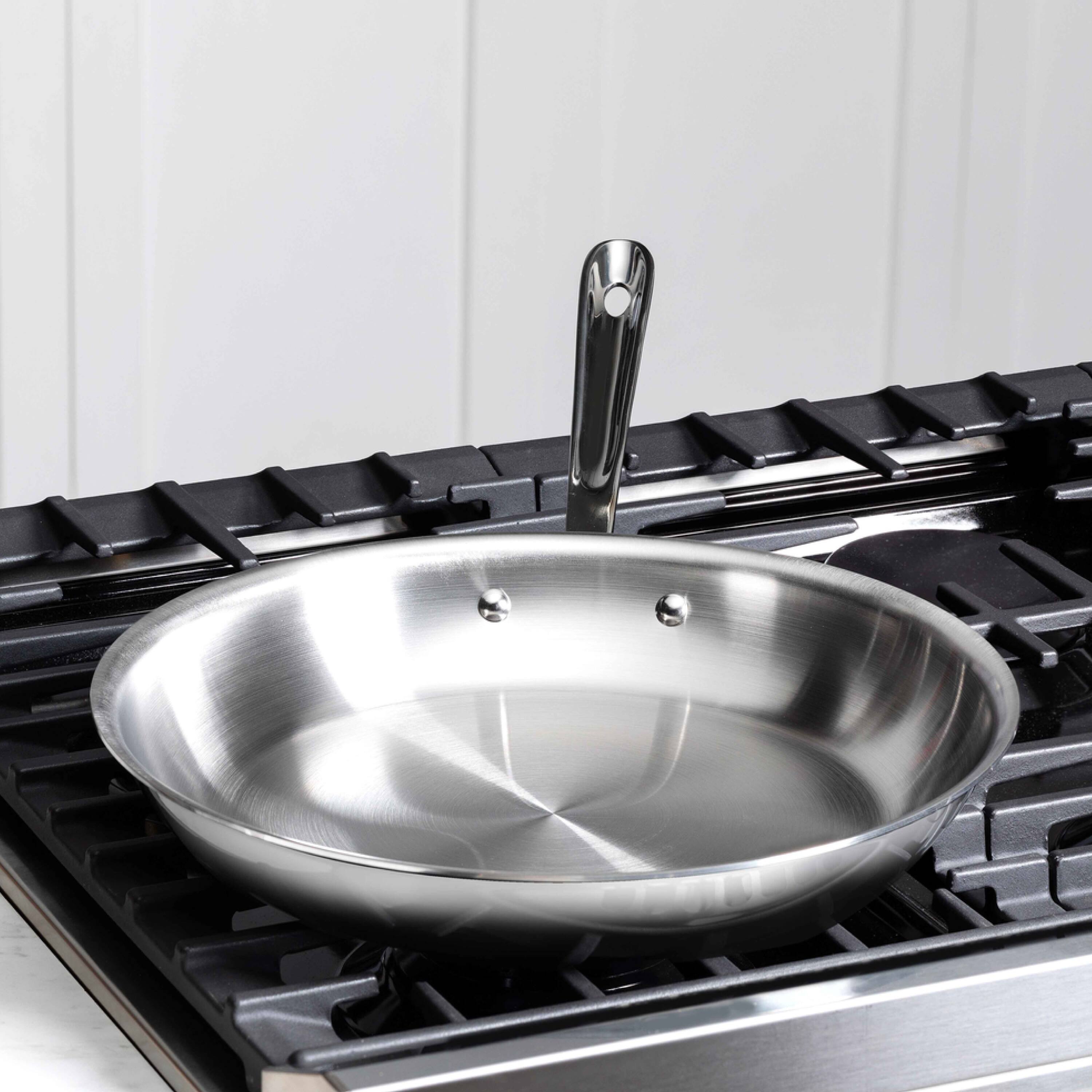 Alt View 2. All Clad - All-Clad 12" Stainless Steel Fry Pan, 3-Ply Bonded Cookware, Silver - Silver.