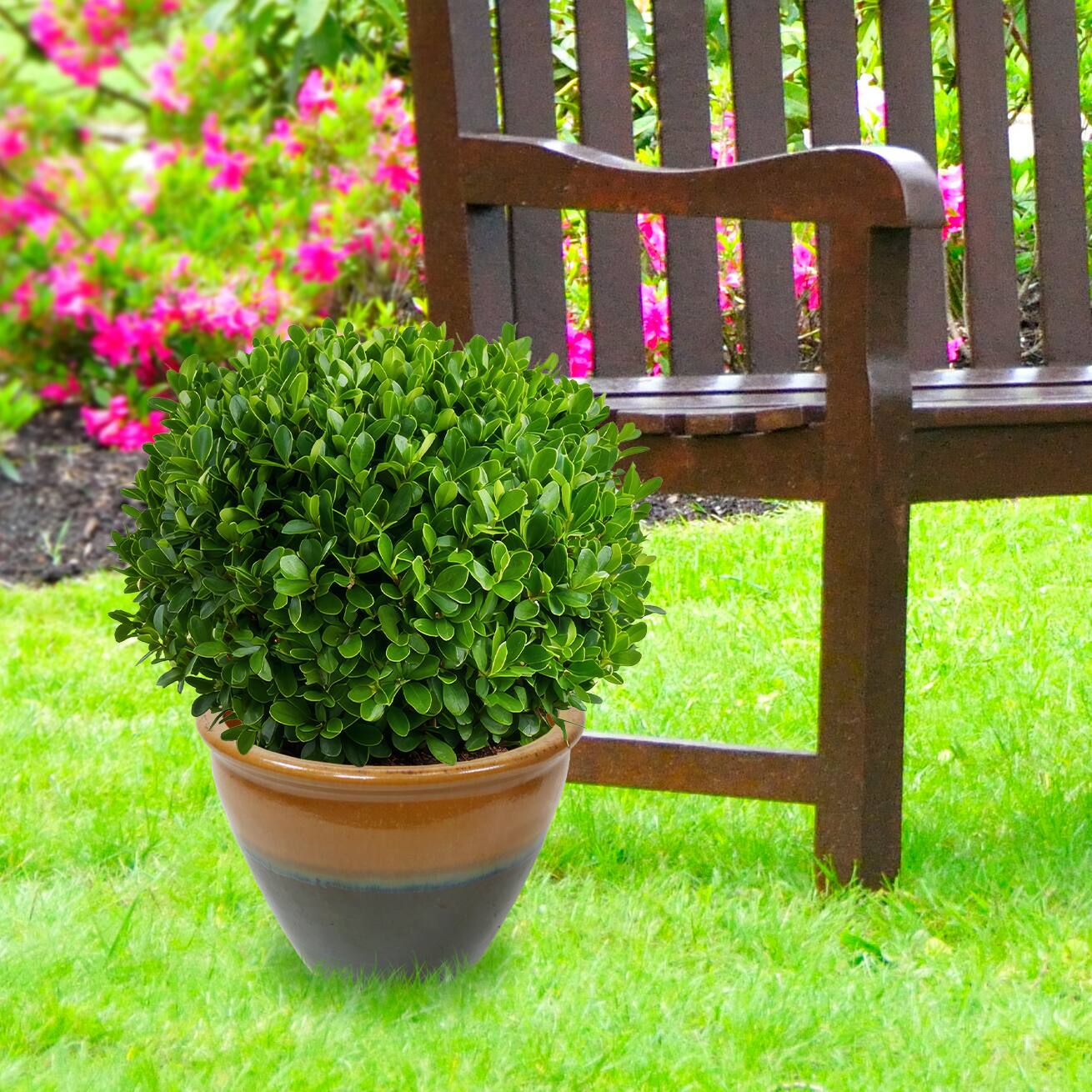 Alt View 8. Sunnydaze - 14.5 in Chalet High-Fired Glazed Ceramic Planter - Forest Lake Green.