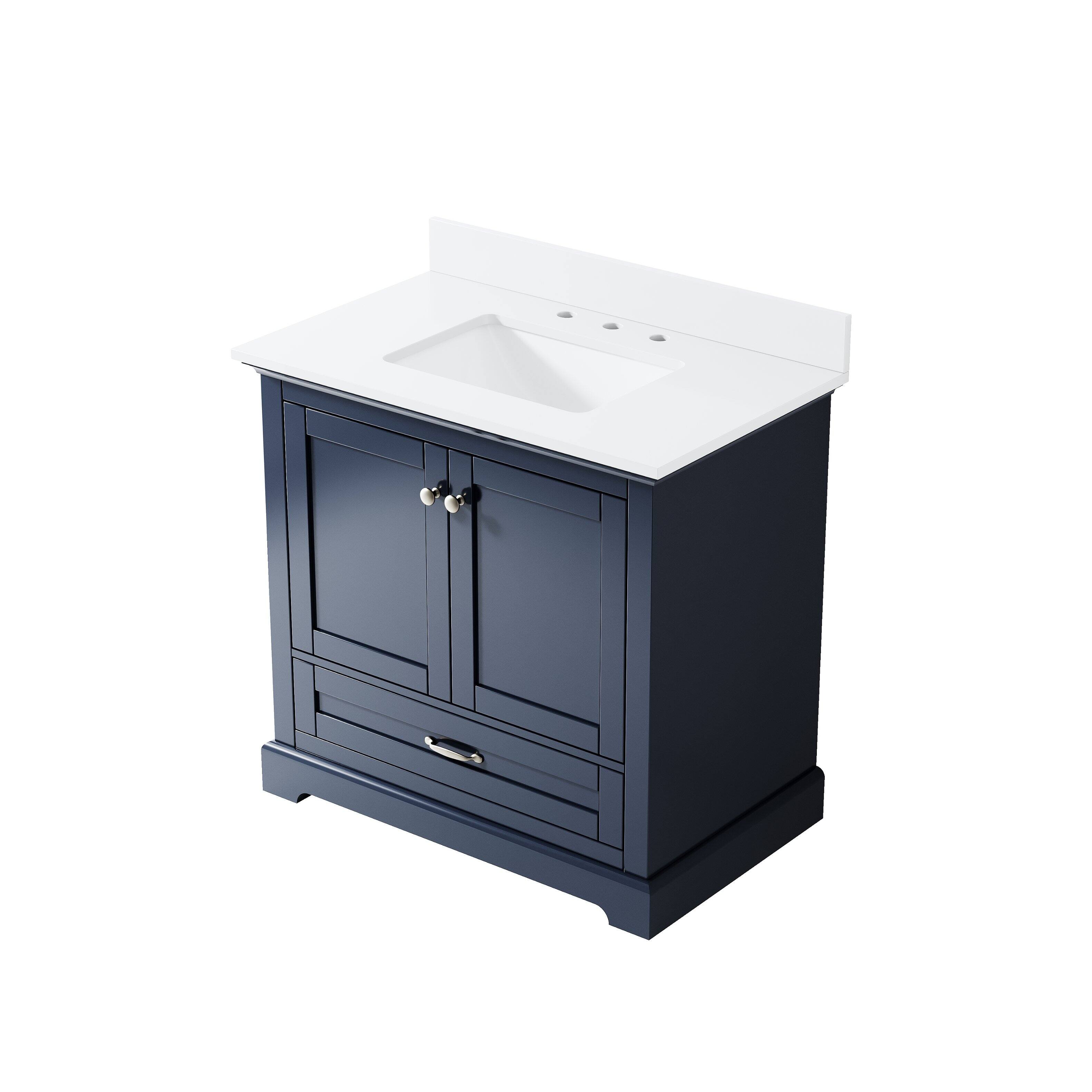 Alt View 8. WELLFOR - LVD 36 in. Solid Wood Single Sink Freestanding Bath Vanity with Culutered Marble Top, Assembled - Navy Blue.