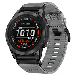 StrapsCo - Pro Seatbelt Strap QuickFit 26 Nylon Watch Band For Garmin Epix Pro – 51mm (Extra Long) - Slate