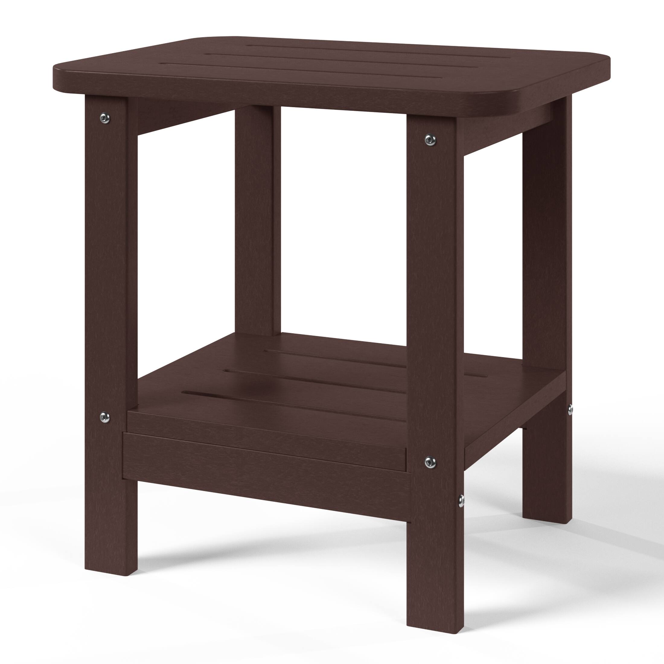 Alt View 1. WestinTrends - WestinTrends Aruba 2-Tier Outdoor HDPE Modern Adirondack Square Patio Side Table - Dark Brown.
