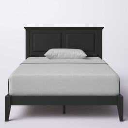 Hivvago - Full Traditional Solid Oak Wooden Platform Bed Frame with Headboard - Black