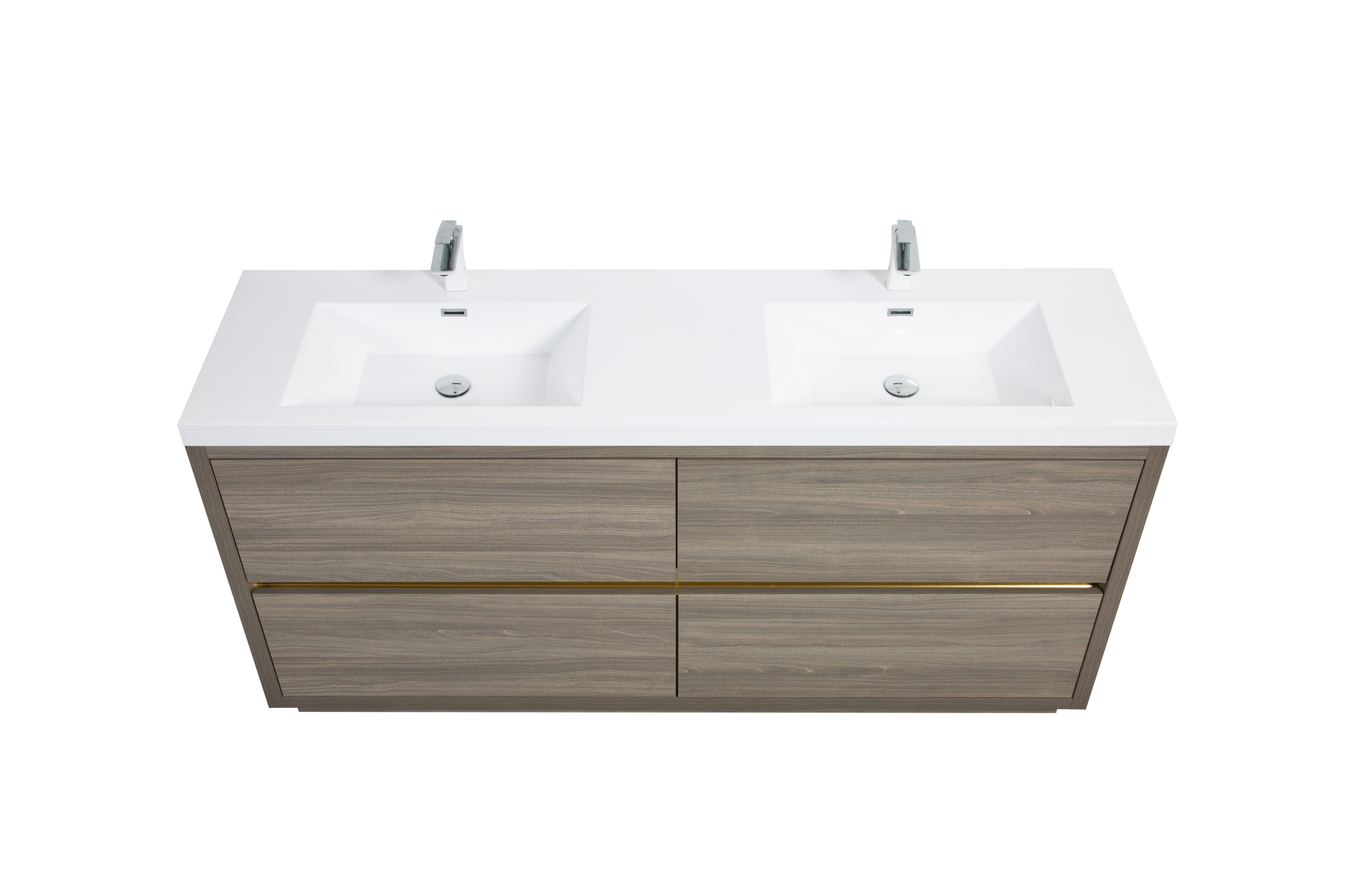 Front. Boyel Living - 72In Freestanding Bathroom Vanity Double Sinks Ash Grey Stone Resin Countertop Soft Close Drawers - Grey Ash.