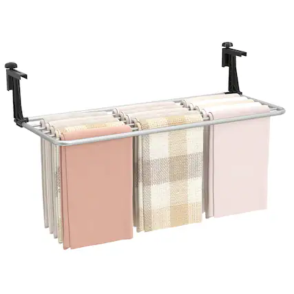 Front. Gymax - Gymax Portable Clothes Drying Rack Extendable Radiator Clothes Airer w/Aluminum Frame - Silver.