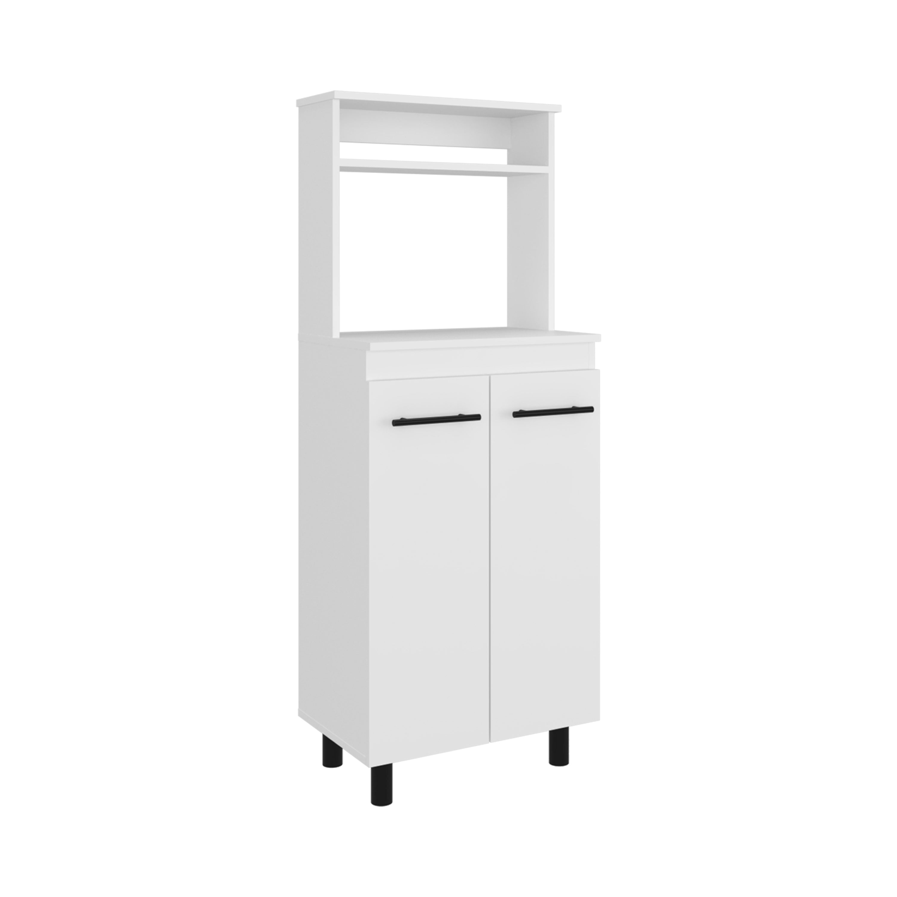Front. TuHome - Alani Kitchen Sideboard and Microwave Stand with 2-Door Cabinet, Interior Shelves, One Upper Shelf and Countertop - White.