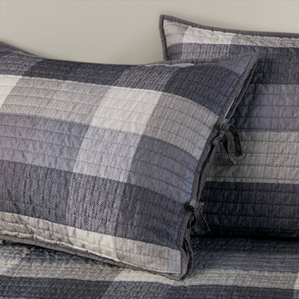 Alt View 3. Gracie Mills - Gracie Mills Donner 6 Piece Reversible Plaid Daybed Cover Set - Grey.