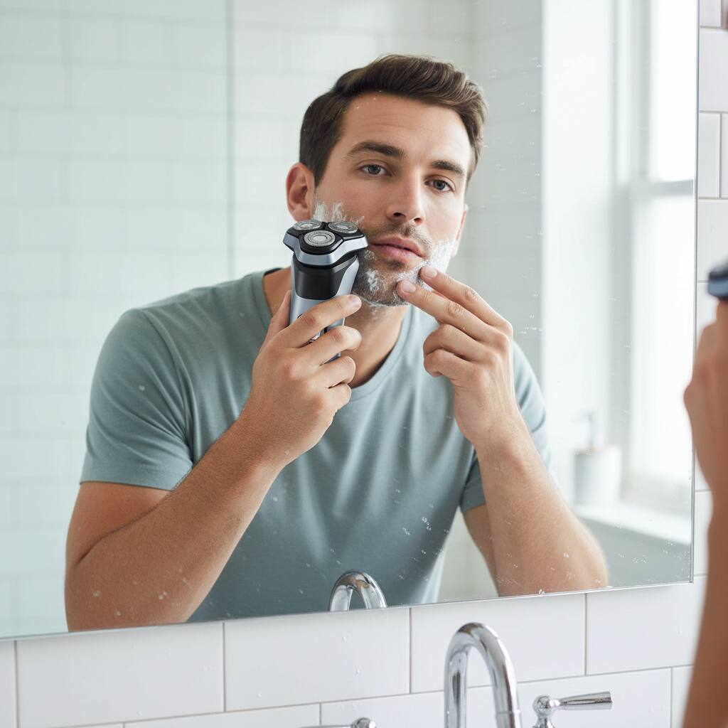 Alt View 1. Dazzed Corner - Men's Electric Shaver, 150-Min Runtime, Waterproof, Pop-Up Trimmer, Blue.