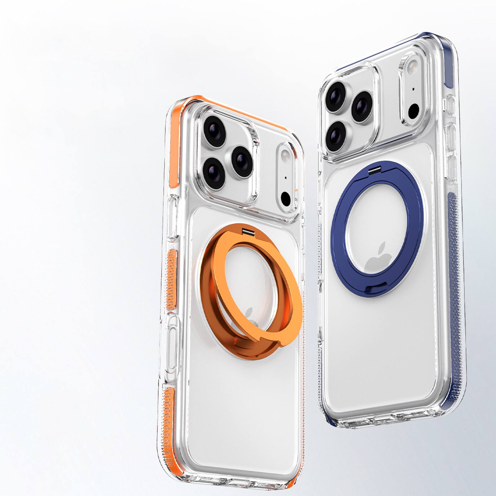 Angle. Dteck - Mag Safe Crystal Clear Case for Apple iPhone 17 Pro Max,Shockproof Heavy Duty Cover with Foldable Metal Stand - White.