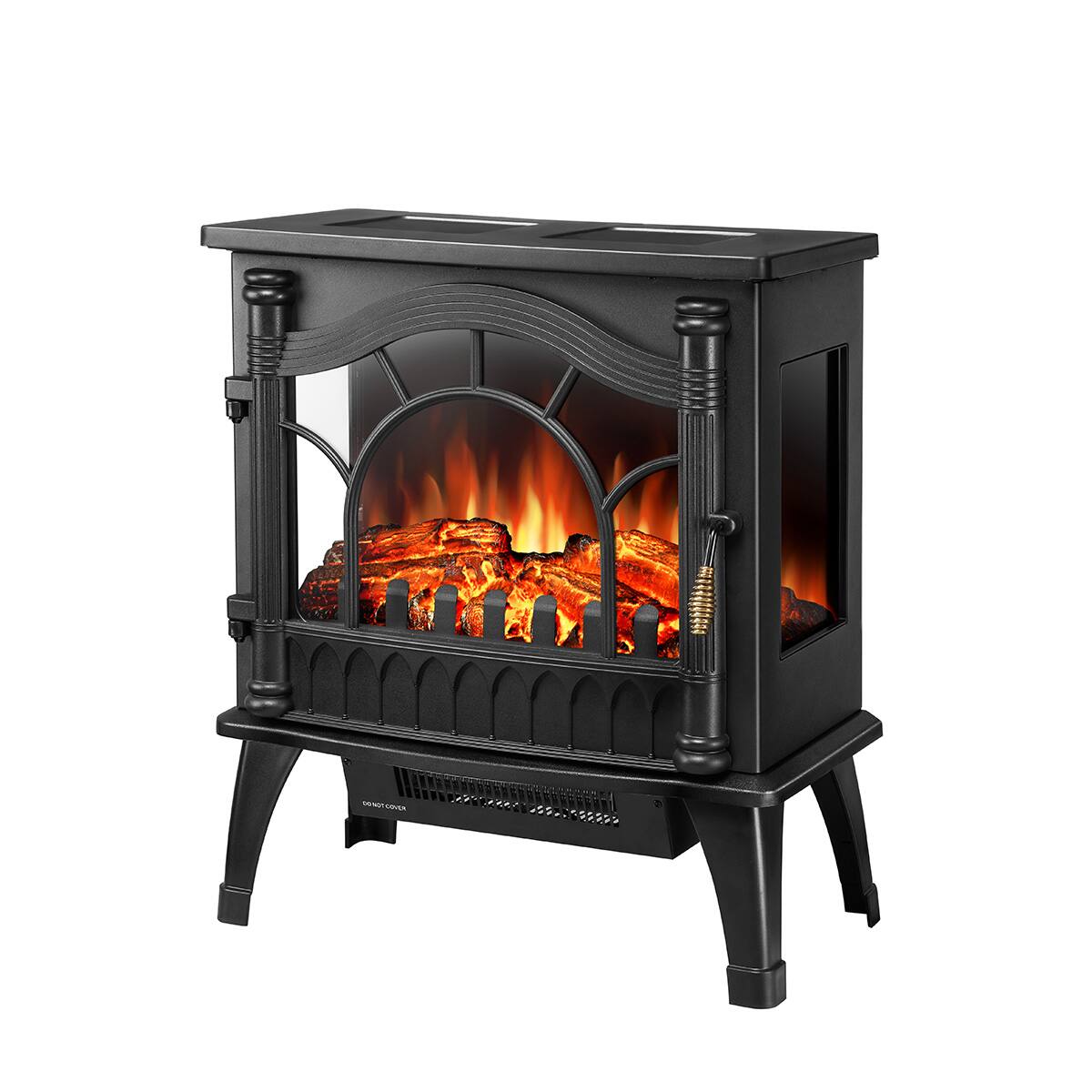 Alt View 1. Bestier - Electric Fireplace Stove, Freestanding Fireplace Heater with Realistic Flame, 1000/1500W Fireplace Heater - Black.