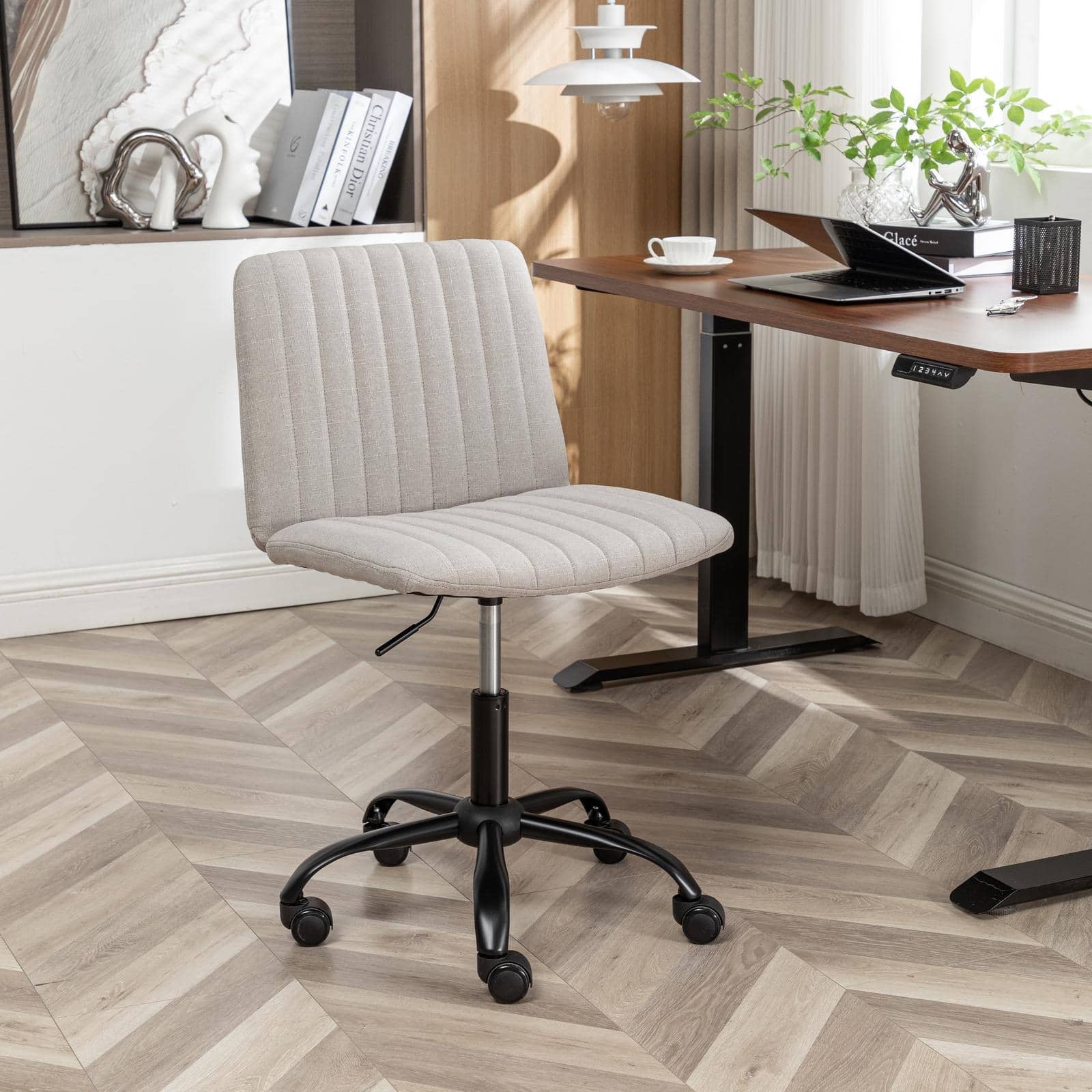 Spaco - Executive Office Fabric Chair with 362 Swivel, Height Adjustable, for Long Hours Comfort - Gray