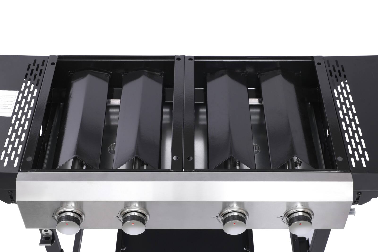 Alt View 5. Ecooso - 2 Burner Gas and Plancha Combo Grill，Durable Cast Iron Grids, Enamel Stove Body, 38240BTU High Power, Large Cooking Area - Black+Silver.