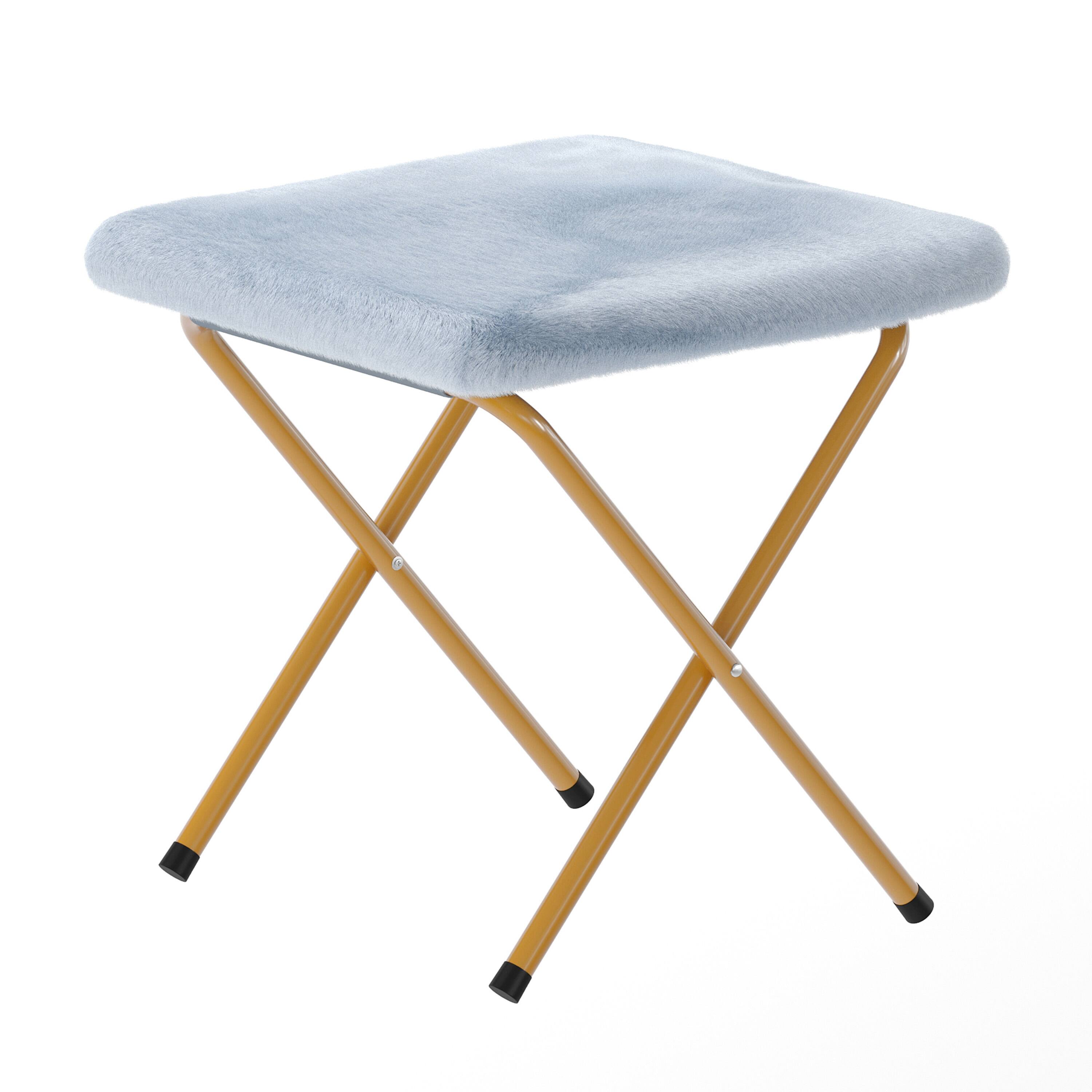 Alt View 8. Emma + Oliver - Ersa Oversize Folding Saucer Moon Chair and Ottoman for Dorm and Bedroom with Steel Frames - Aqua Fabric/Soft Gold Frame.