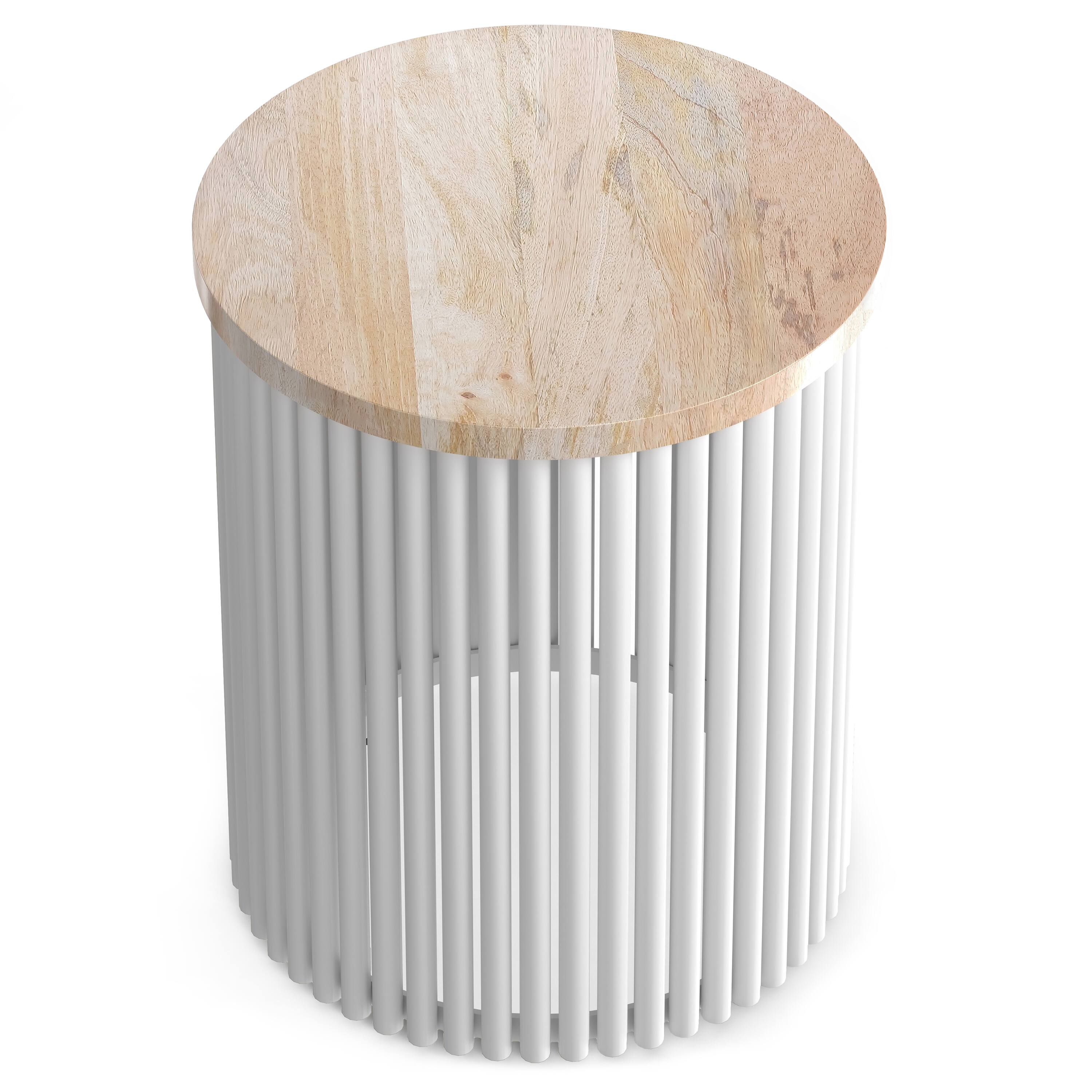 Back. Simpli Home - Demy 18 inch Wide Solid Mango/Metal Industrial Accent Table in Natural/White, Assembled - Natural, White.