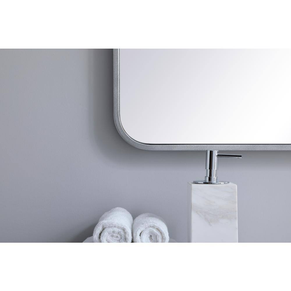 Alt View 6. Elegant Decor - Soft corner metal rectangular mirror 24x36 inch in Silver - Silver.