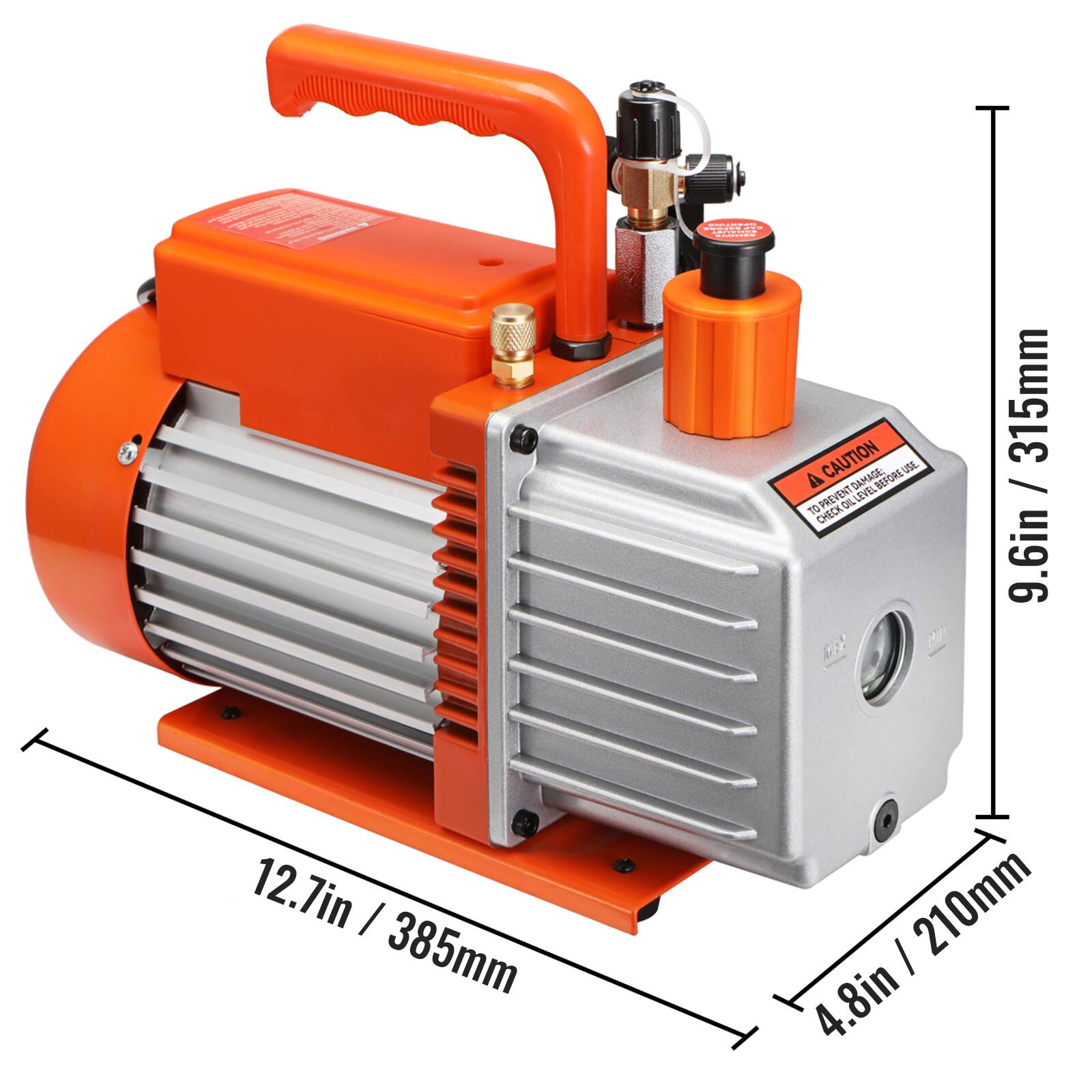 A CAUTION DAMAGE: BEFORE USE VM TO PREVENT DAMAGE 10 CHECK OIL LEVEL ME

P 315mm / 9.6in
12.7in / 385mm
4.8in / 210mm
