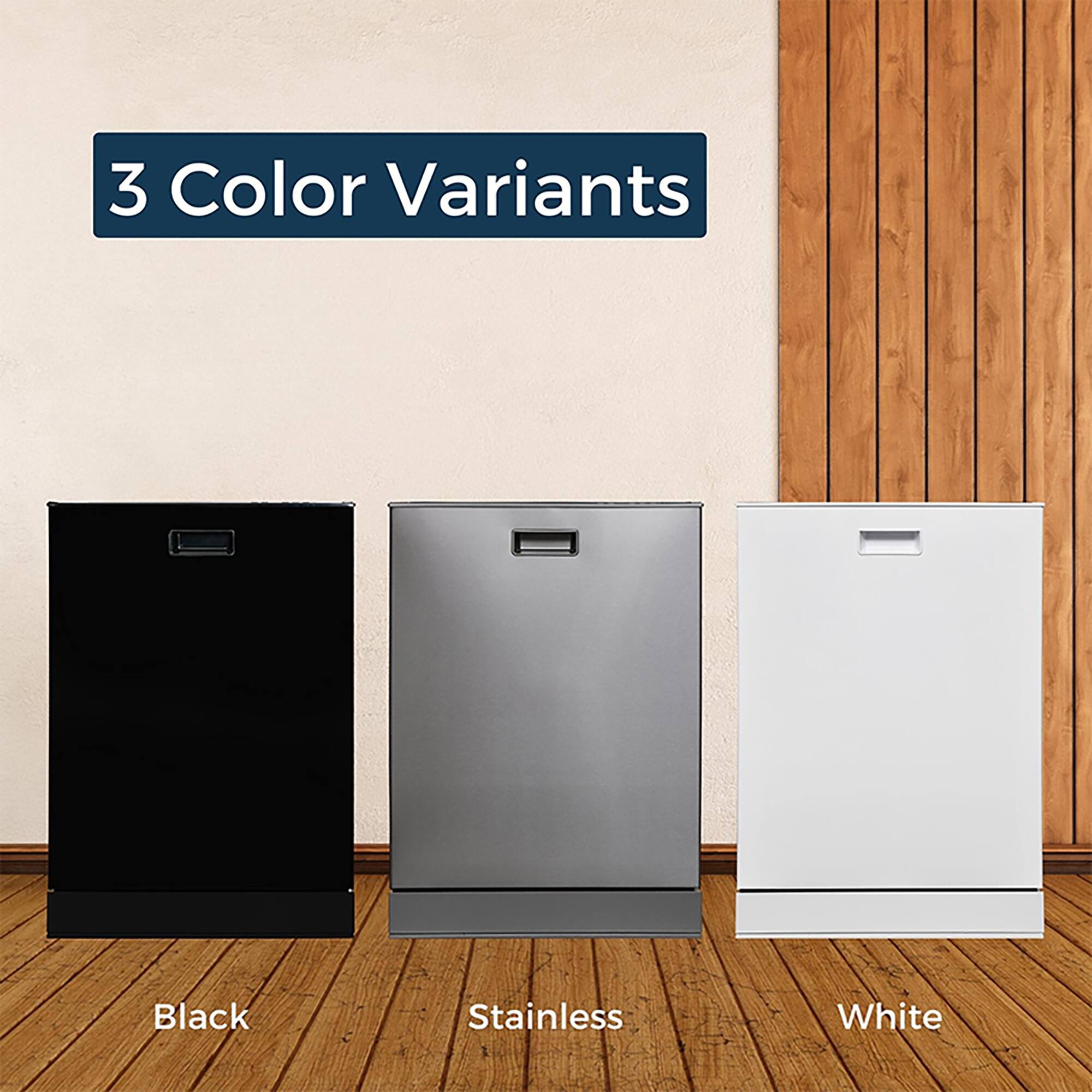 3 Color Variants

Black  
Stainless  
White