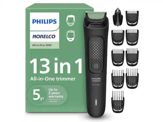 PHILIPS Norelco
All-in-One 3000
13 in 1 All-in-One trimmer
Up to 5 years warranty with product registration
5 yr warranty