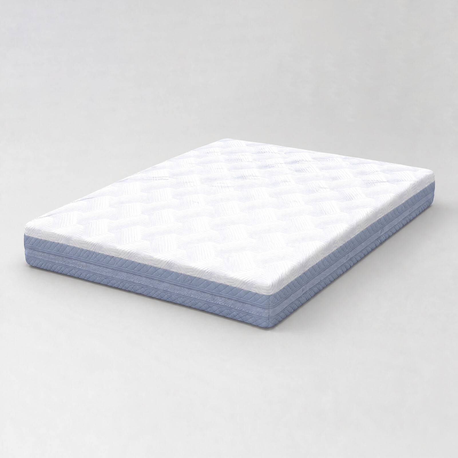 Back. FED Fitness - Queen Mattress,14 Inch High Density Soft Foam Mattress Comfortable Sleeping Bed Mattress - White/Blue.