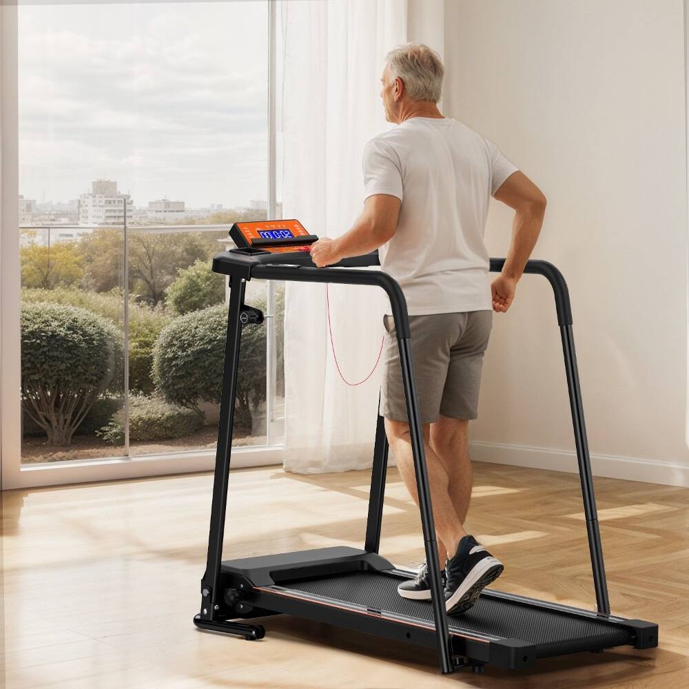 Alt View 3. Loheer - Loheer Walking Treadmill for Seniors, Foldable Portable Home Treadmill with Handrails, 300 lbs Capacity, 2.5HP - Black.