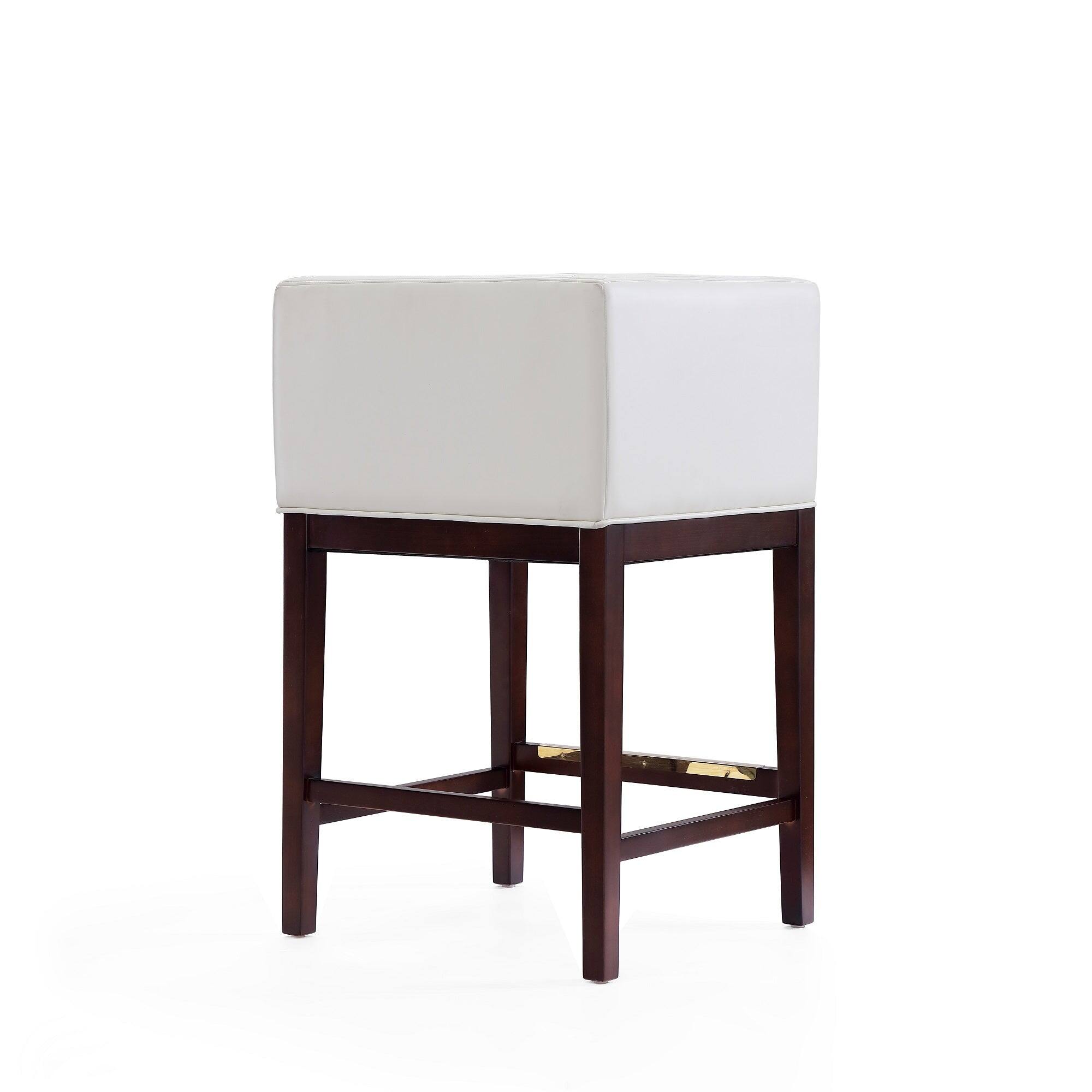 Alt View 1. Manhattan Comfort - Kingsley Mid-Century Modern Wood Upholstered Counter Stool - Ivory.