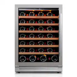 Ca'Lefort - Wine Fridge 24 Inch Wine Refrigerator,61-bottle Wine cooler,40-65°F,3 color LED,built-in/freestanding ,For Home Bar - Stainless Steel