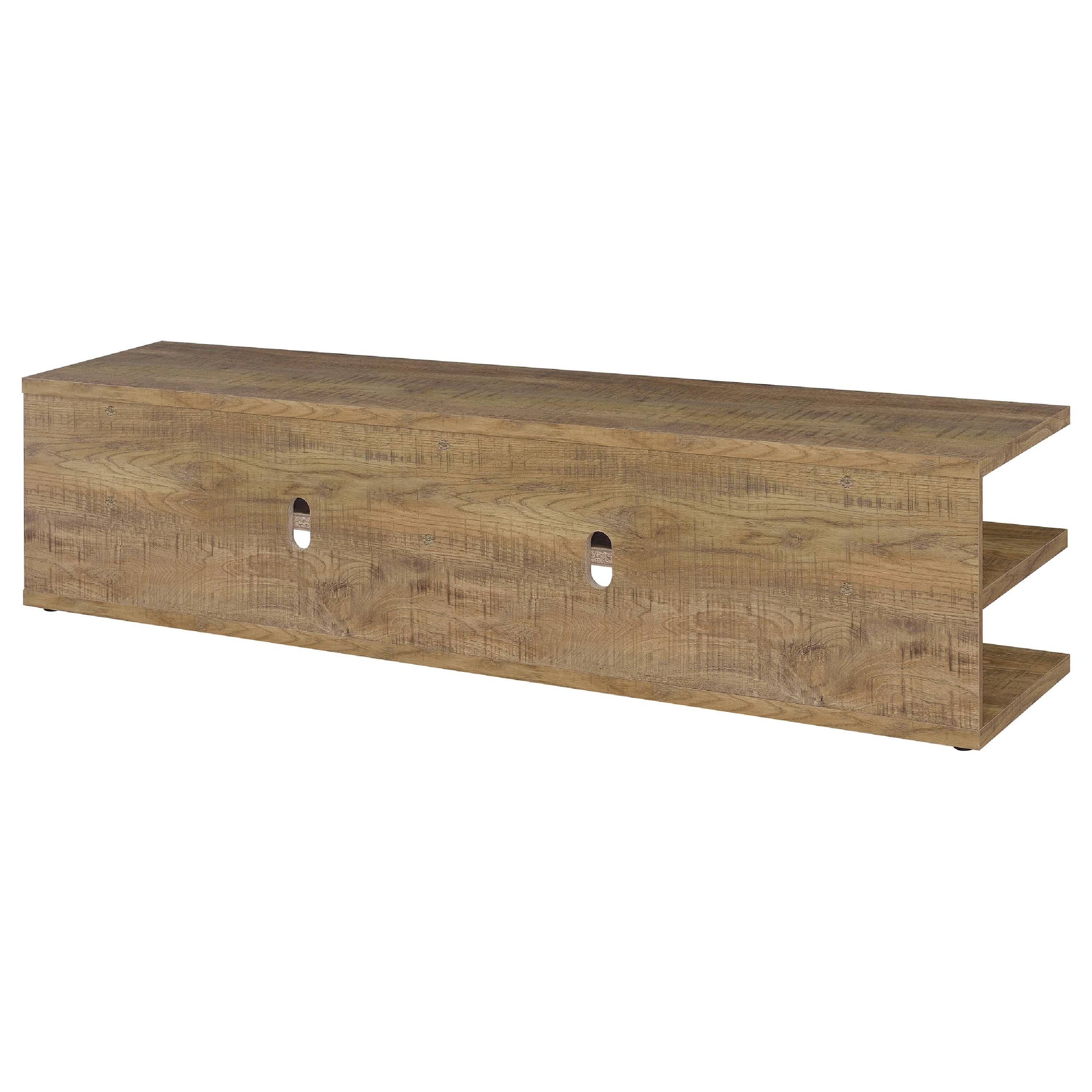 Alt View 5. Manhattan Lane - Carie TV Stand Media Console, 2-Tier Open Shelves, Mango Finish Wood - Mango Brown.