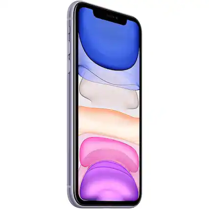 Front. Apple - iPhone 11 A2111 (Fully Unlocked) 128GB w/ Pre-Installed Tempered Glass - Purple.