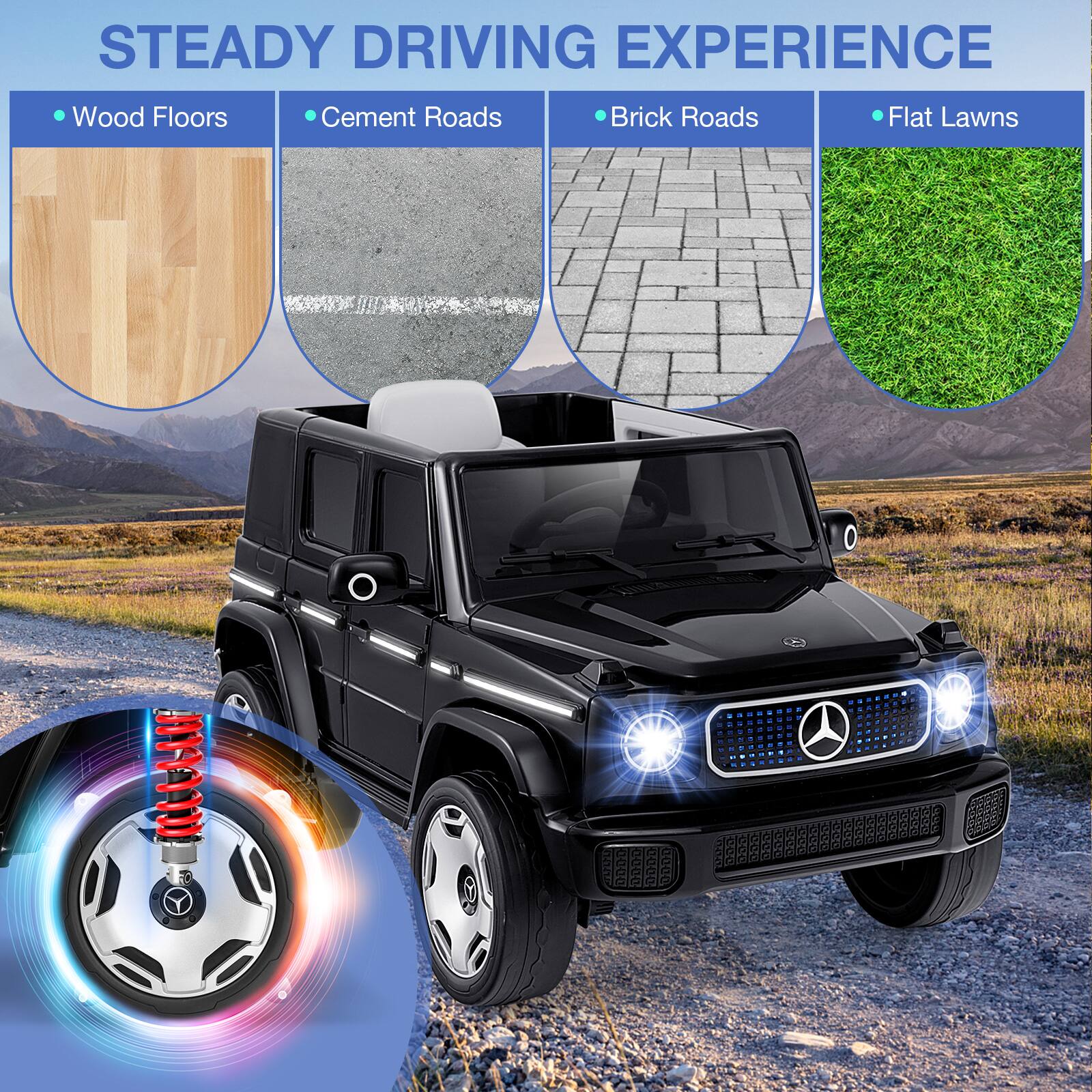 STEADY DRIVING EXPERIENCE

- Wood Floors
- Cement Roads
- Brick Roads
- Flat Lawns