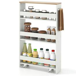Kadyn - Rolling Kitchen Slim Storage Cart Mobile Shelving Organizer with Handle-White, Kitchen Island, Island Table for Kitchen - White