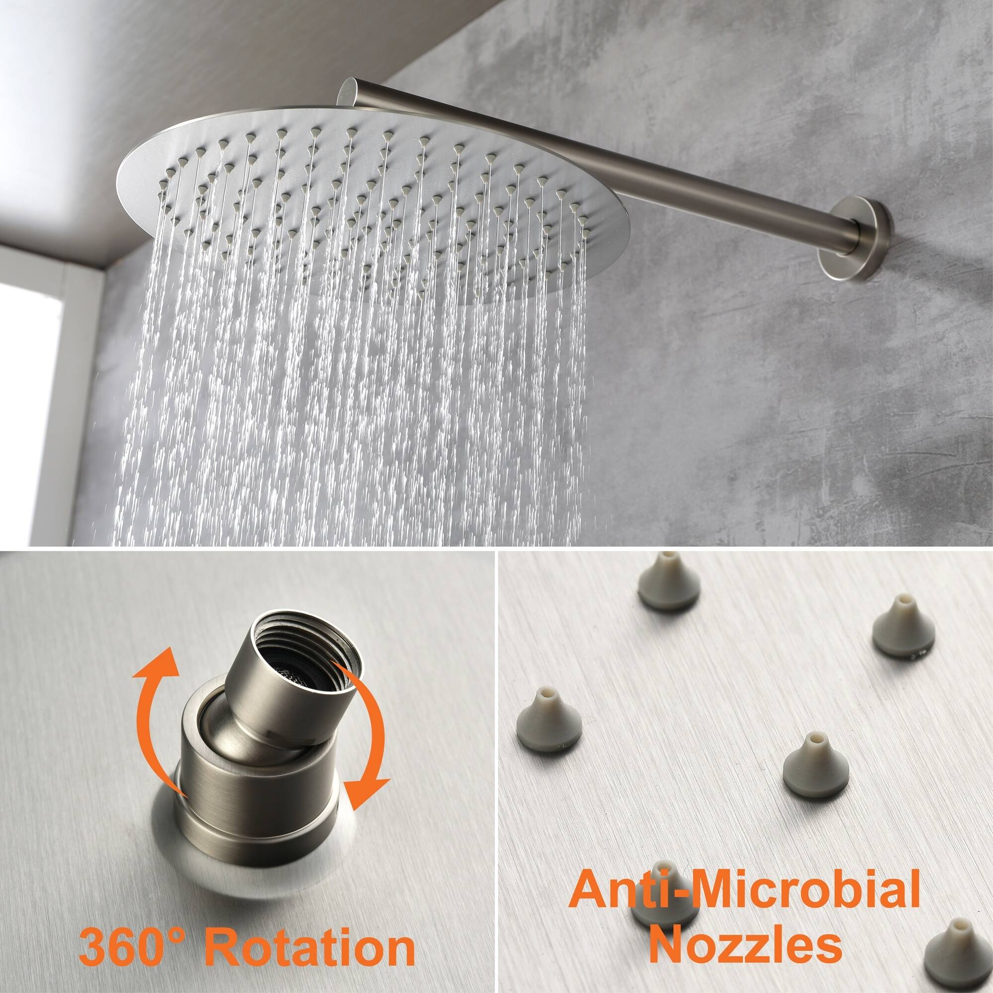 Anti-Microbial Nozzles  
360° Rotation