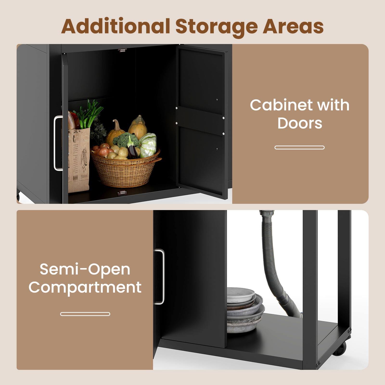 Additional Storage Areas

Cabinet with Doors

Semi-Open Compartment