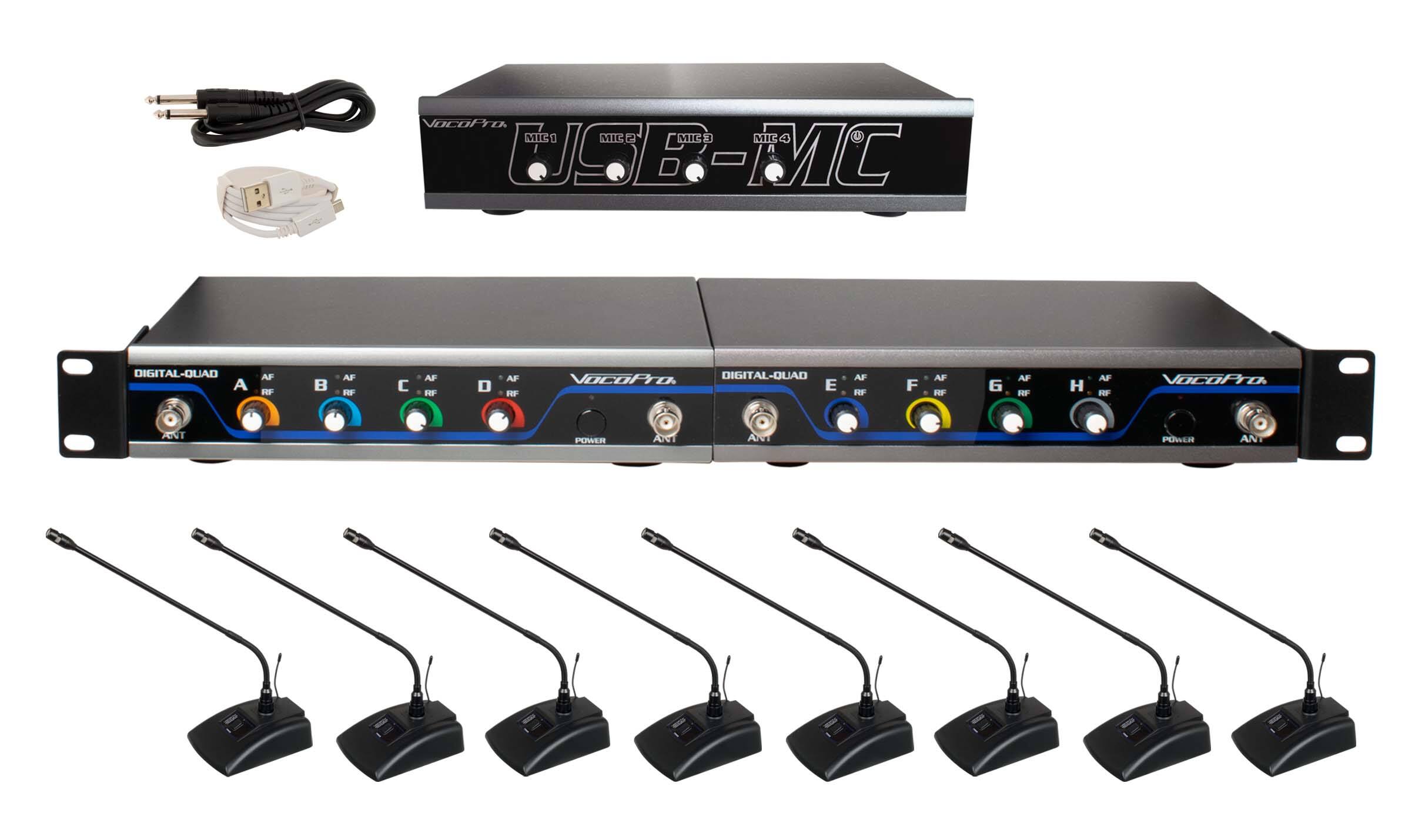 Front. VocoPro - USB-CONFERENCE-8 Wireless Conference Microphone System with Audio Interface.