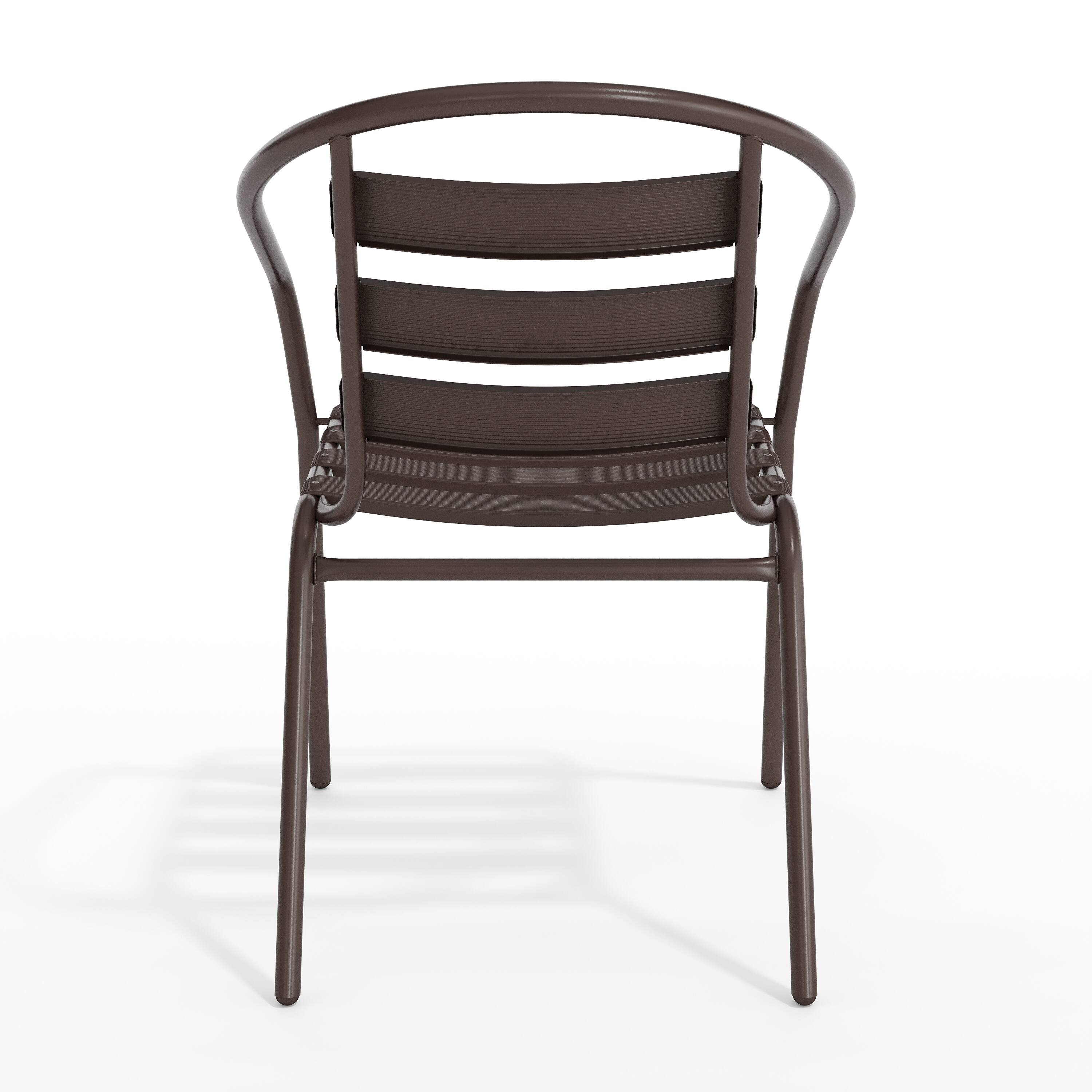 Alt View 9. Emma + Oliver - Metal Restaurant Dining Stack Chair with Aluminum Slats - Bronze.