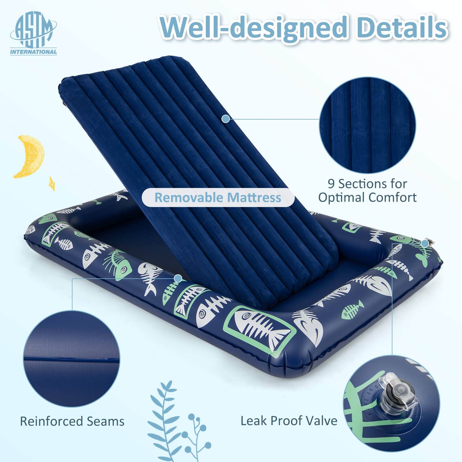 HM INTERNATIONAL  
Well-designed Details  
- Removable Mattress  
- 9 Sections for Optimal Comfort  
- Reinforced Seams  
- Leak Proof Valve
