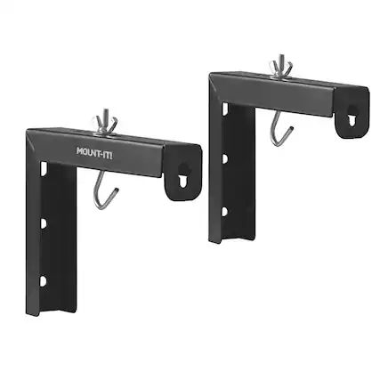 Front. Mount-It! - Universal Projector Screen Wall & Ceiling Mount Bracket with Adjustable Hooks for Most Roll-Up Screens, Black - Black.