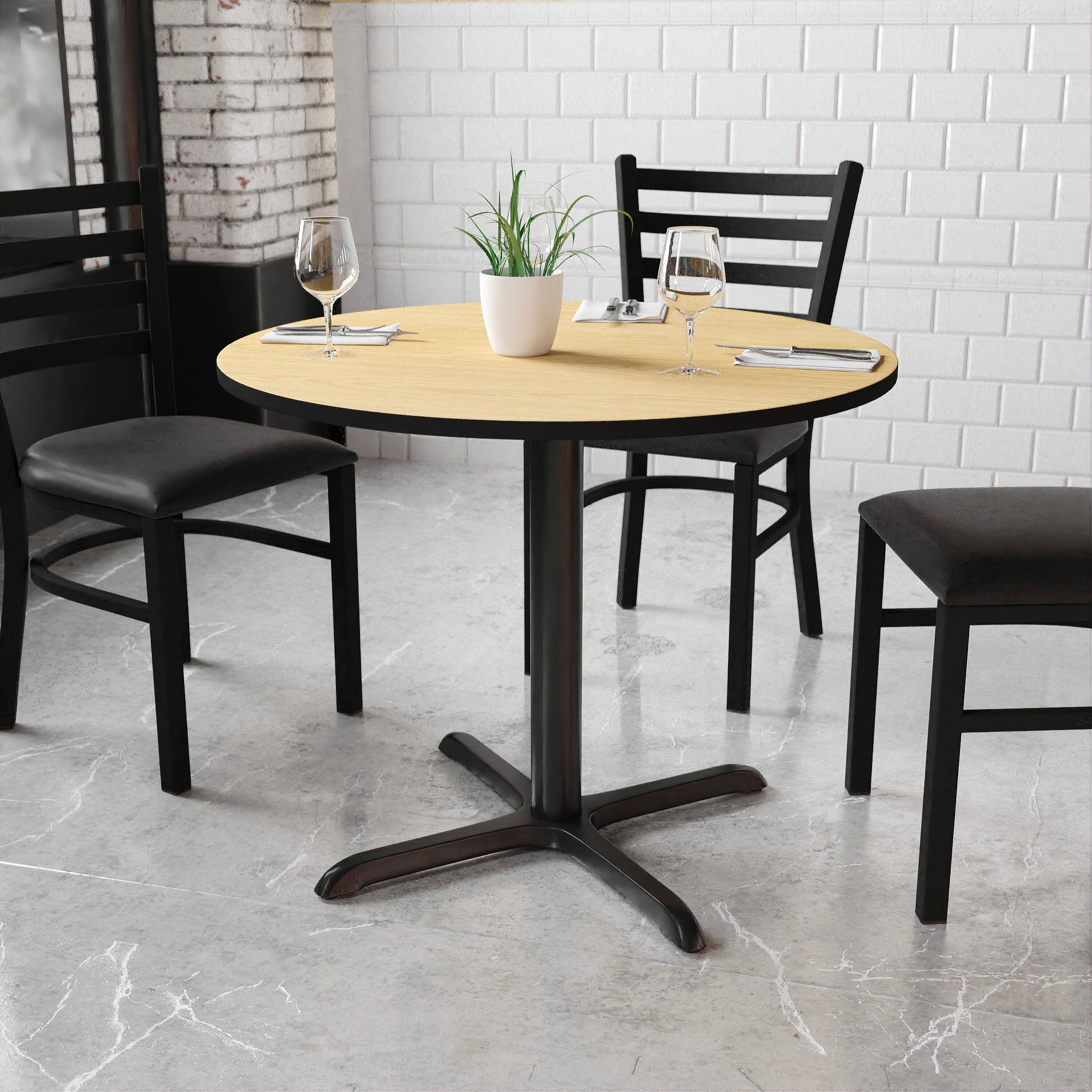 Angle. Flash Furniture - Graniss 36'' Round Natural Laminate Table Top with 30'' x 30'' Table Height Base - Natural.