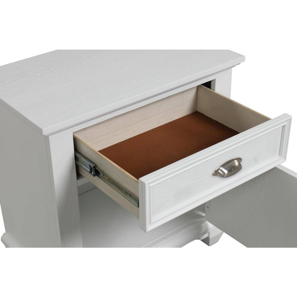 Alt View 2. FurniFact - White Solid Wood Night Stand – Elegant End Table for Bedroom or Bedside Use - White.