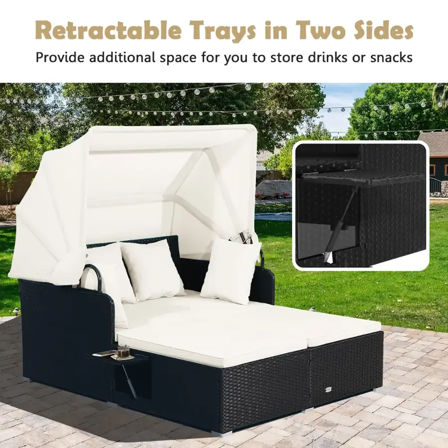 Retractable Trays in Two Sides Provide Additional Space for You to Store Drinks or Snacks.