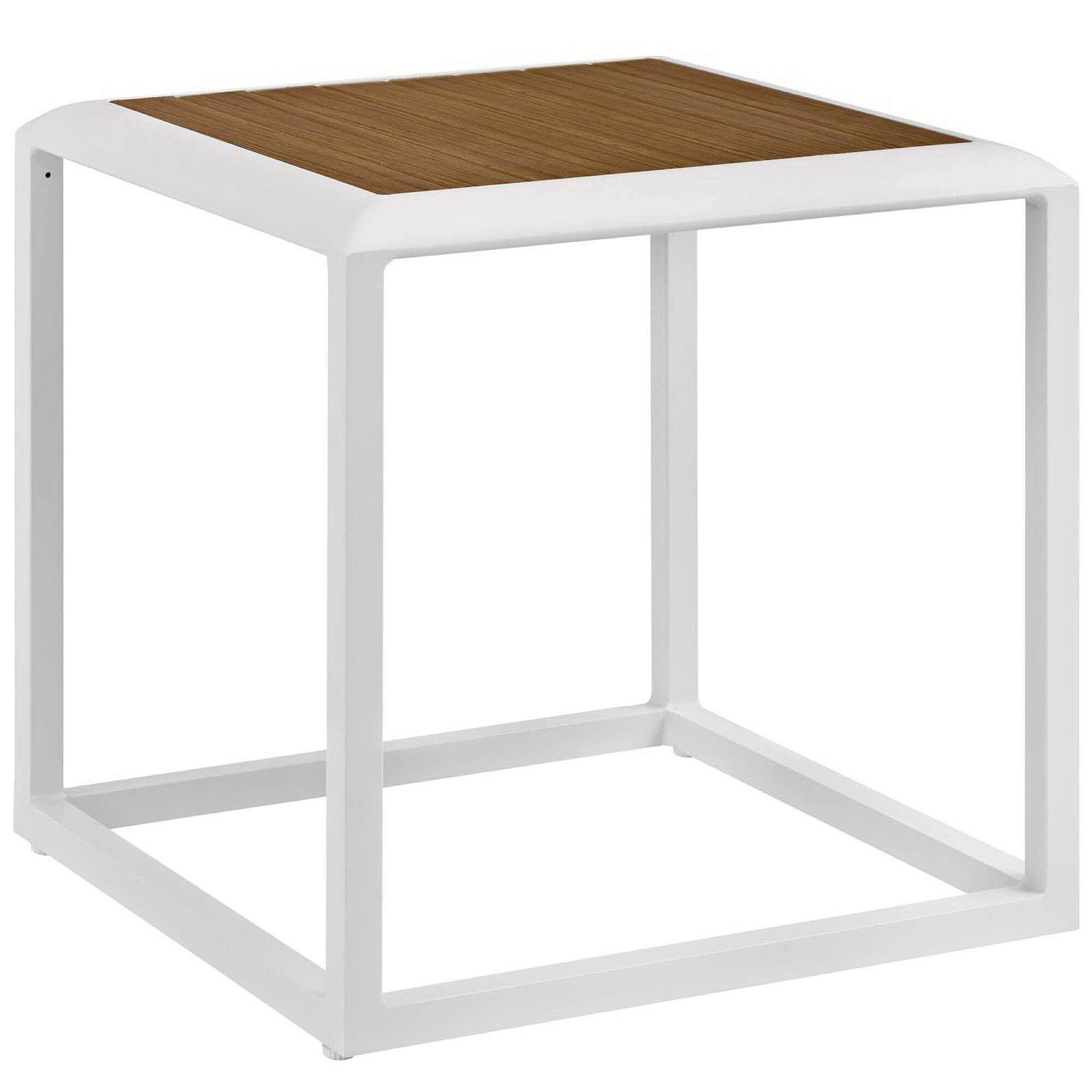 Angle. Modway - Stance Outdoor Patio Aluminum Side Table by Modway - White Natural.