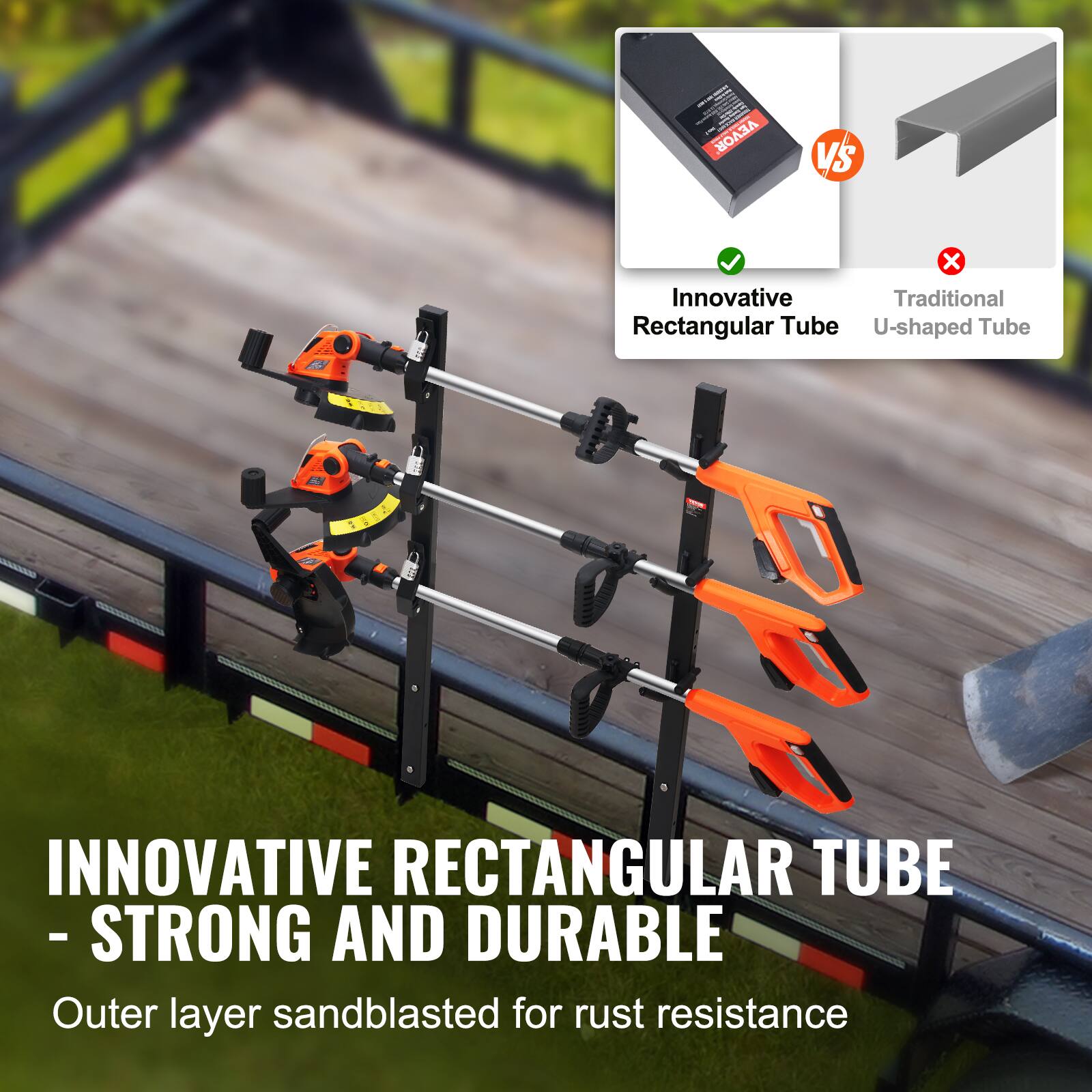 INNOVATIVE RECTANGULAR TUBE  
- STRONG AND DURABLE  
Outer layer sandblasted for rust resistance  

Innovative Rectangular Tube  
Traditional U-shaped Tube