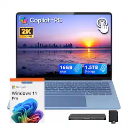 Microsoft - Surface 13.8" 2K Touchscreen Laptop,Snapdragon X Elite,16GB RAM,512GB SSD+1TB Dock,Backlit,Win11 Pro - Sapphire
