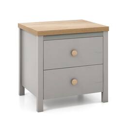 Boyel Living - 2-Drawer Nightstand with Rubber Wood Legs - Gray