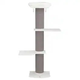 TRIXIE - Acadia Plush & Sisal 3-Level 63" Cat Tree, Scratching Posts, Wall Brackets, Gray - White/Gray