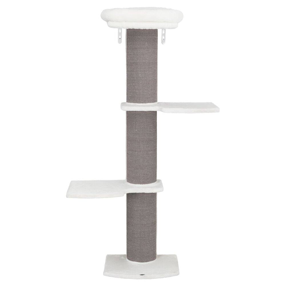 Front. TRIXIE - Acadia Plush & Sisal 3-Level 63" Cat Tree, Scratching Posts, Wall Brackets, Gray - White/Gray.