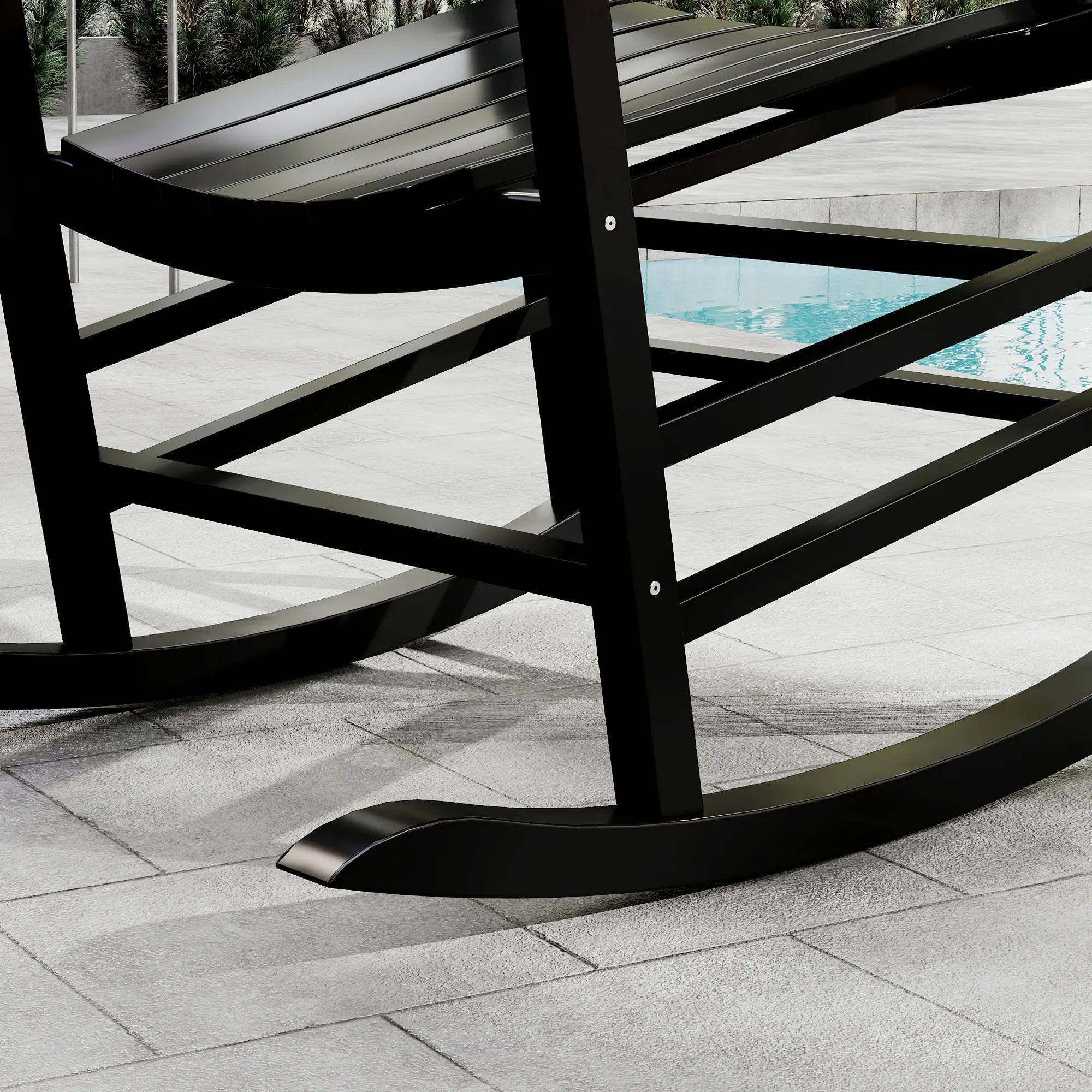 Alt View 4. Resenkos - Resenkos Outdoor Rocking Seat, Patio Swing Chair with Sleek Curves, Dense Wood Rockers for Outdoor, Garden, Deck, Black - Black.