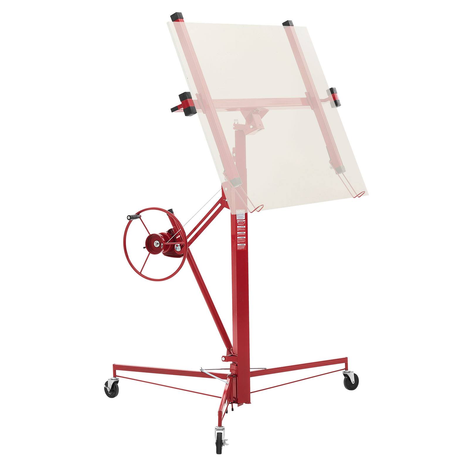 Front. VEVOR - 11ft Drywall Lift, Heavy-Duty 150 lbs Sheetrock Hoist with Telescoping Arm,Drywall Lifter Panel Jack Hoist Tools - Red.