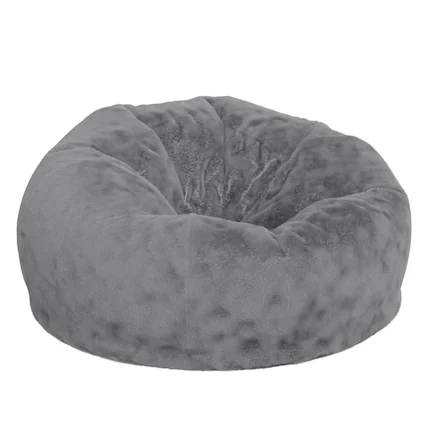 Front. Emma + Oliver - Oversized Bean Bag Chair for Kids and Adults - Gray Furry.