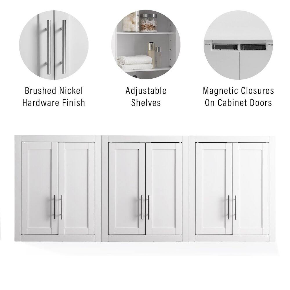 Brushed Nickel Hardware Finish Adjustable Shelves Magnetic Closures On Cabinet Doors