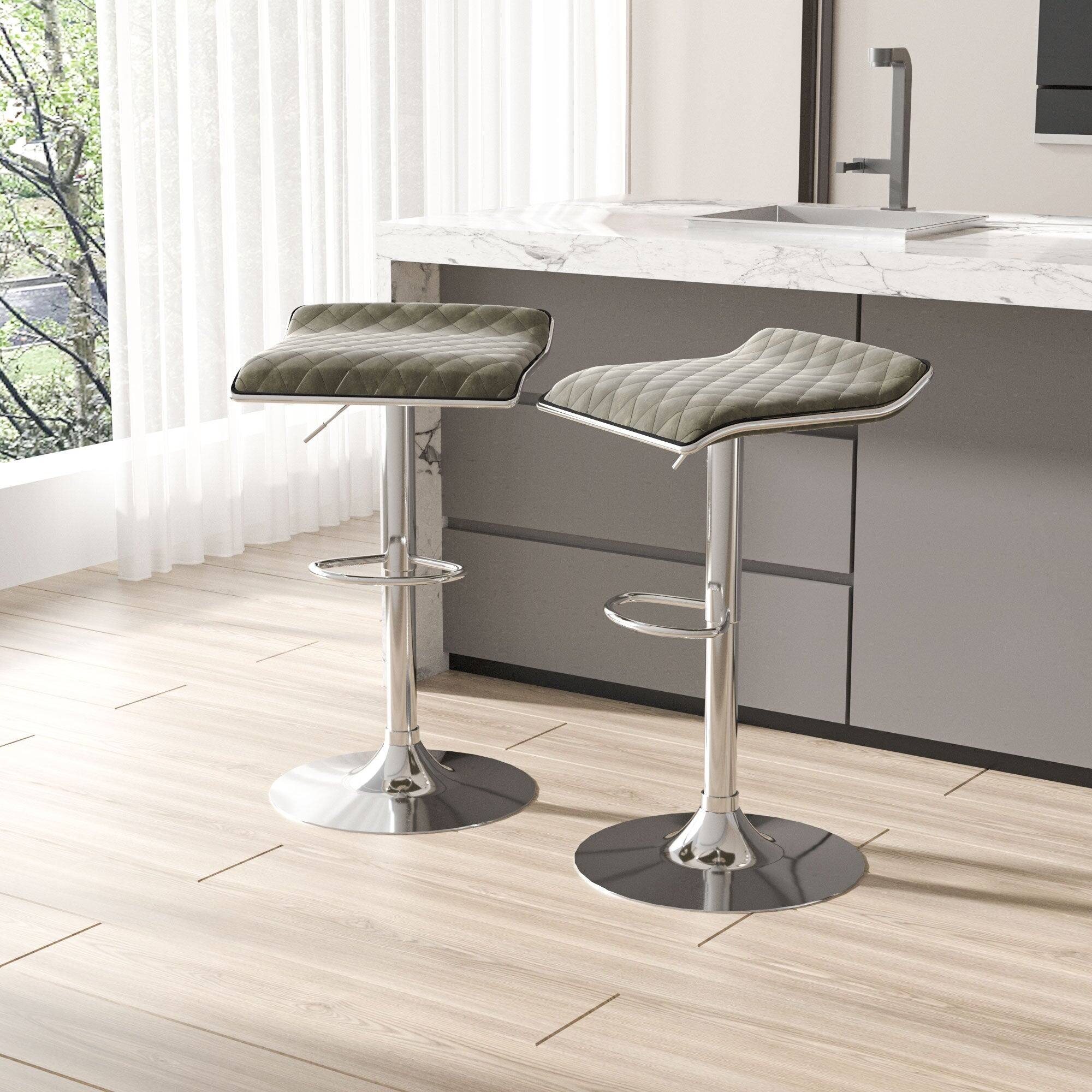 Alt View 3. Vecelo - Adjustable Bar Stools Set of 4, Bar Height Stools for Kitchen Counter - Dark Grey.