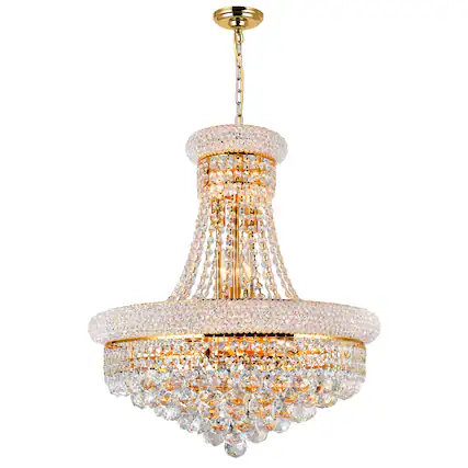 Front. CWI Lighting - Empire 14 Light Down Chandelier With Gold Finish - Gold.